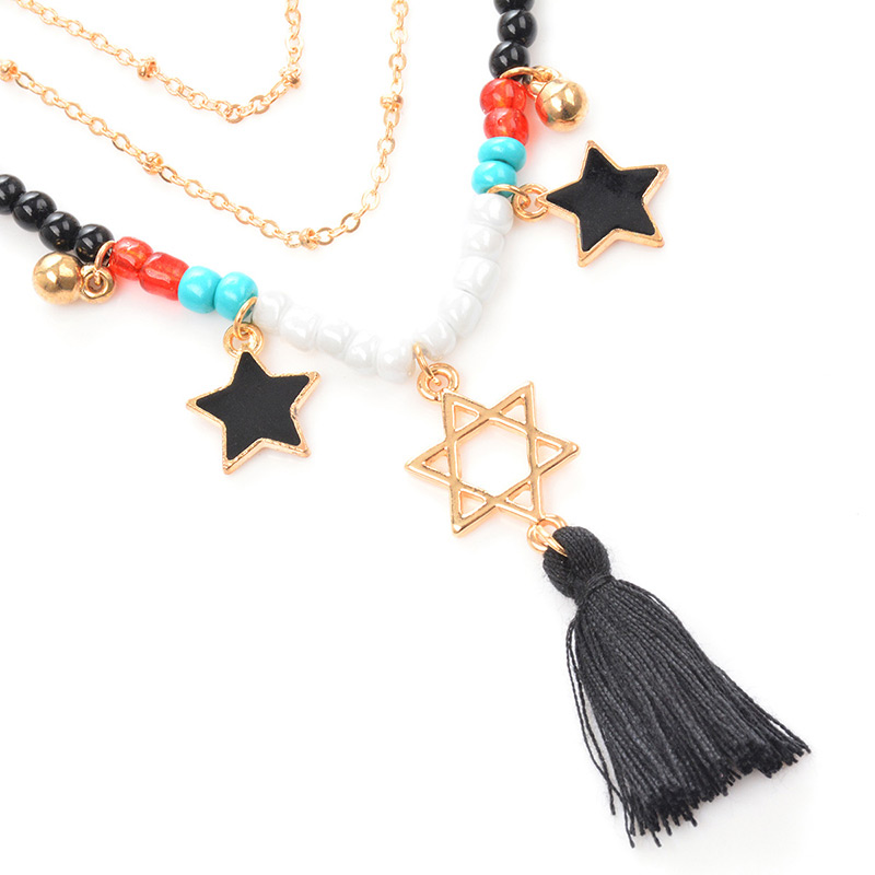 Bohemia Multi-color Star Shape Decorated Multilayer Necklace,Multi Strand Necklaces