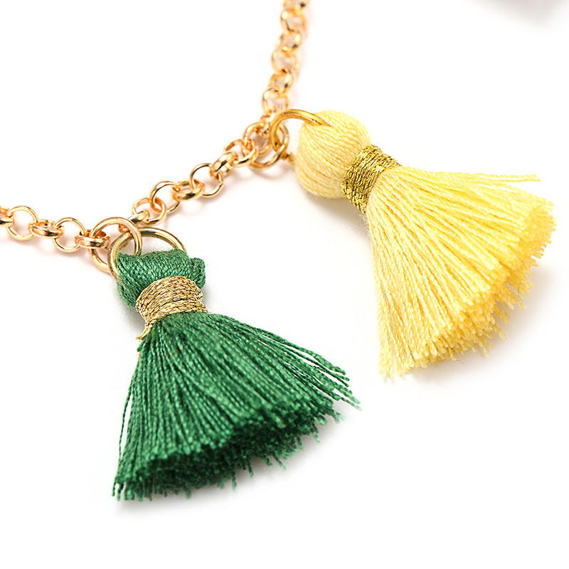 Bohemia Multi-color Tassel Decorated Doubla Layer Necklace,Thin Scaves