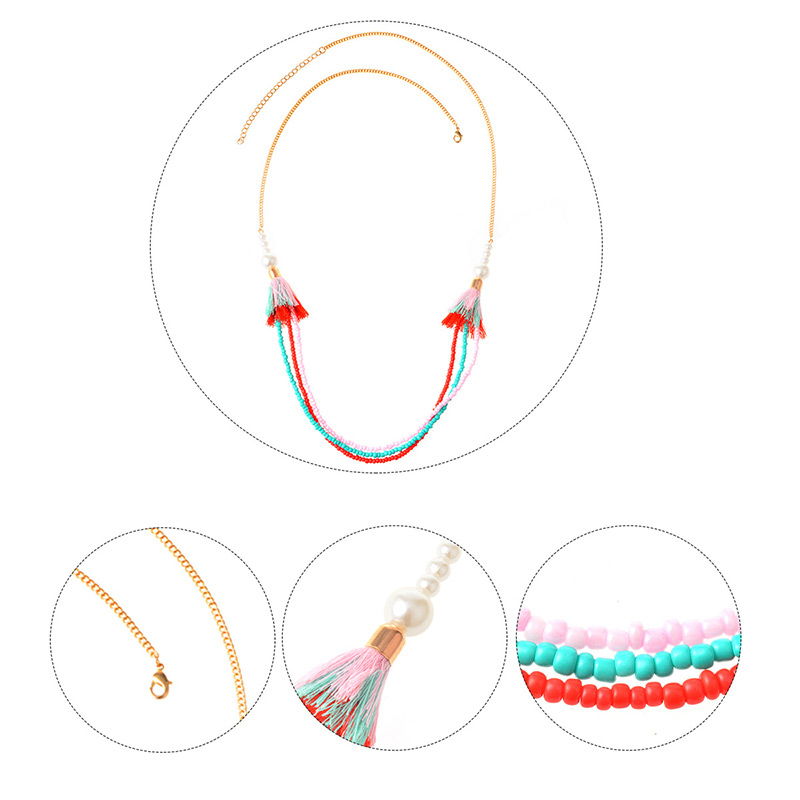 Bohemia Multi-color Tassel Decorated Necklace,Beaded Necklaces