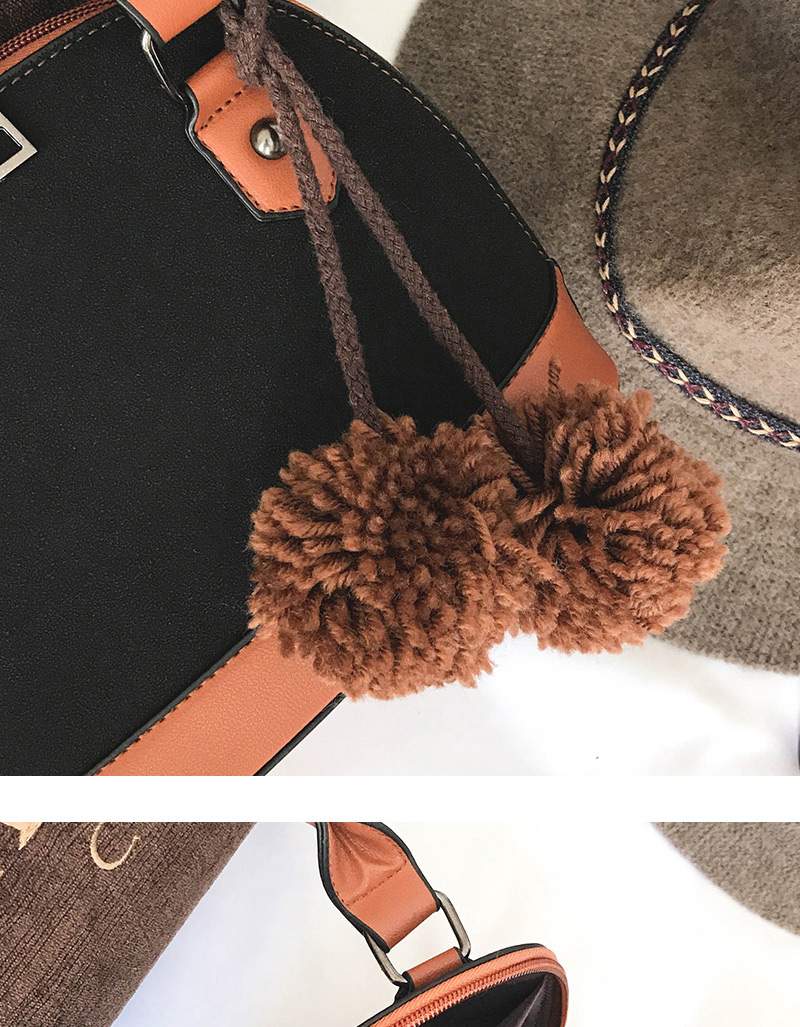 Vintage Little Brown Fuzzy Ball Decorated Bag,Handbags