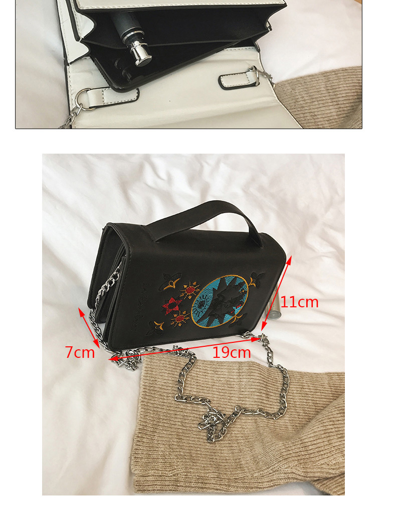 Retro Black Embroidery Flower Shape Decorated Bag,Handbags