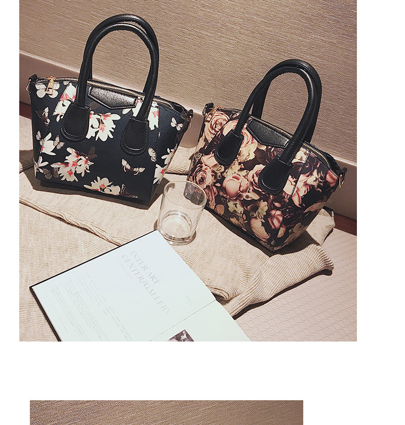 Elegant Black Narcissus Shape Decorated Bag,Handbags