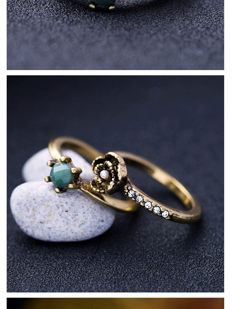 Trendy Antique Bronze Flower Shape Decorated Simple Ring(3pcs),Fashion Rings