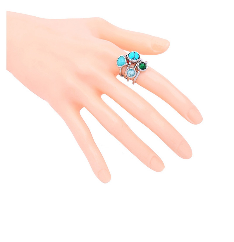 Trendy Blue Heart Shape Decorated Simple Ring(4pcs),Fashion Rings