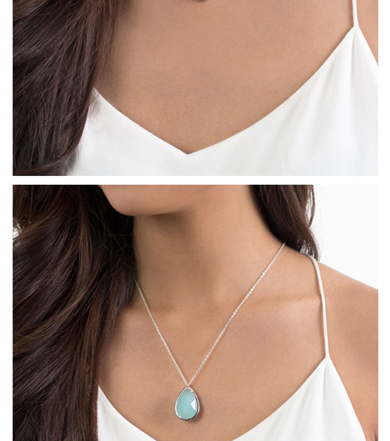 Trendy Blue Water Drop Shape Decorated Long Necklace,Multi Strand Necklaces