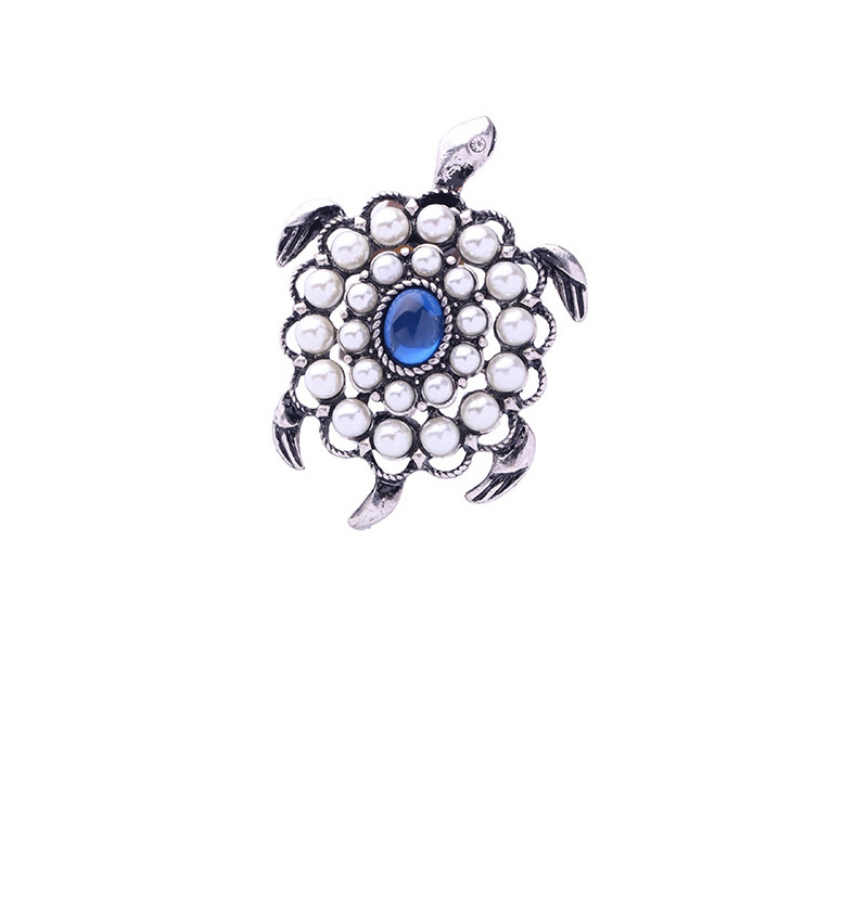 Trendy Antique Silver Pearls Decorated Tortoise Shape Brooch,Korean Brooches