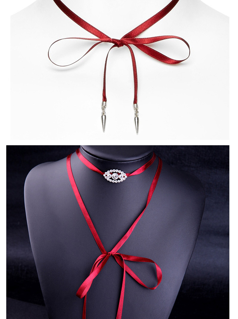 Trendy Red Bullet Shape Pendant Decorated Long Necklace,Chokers