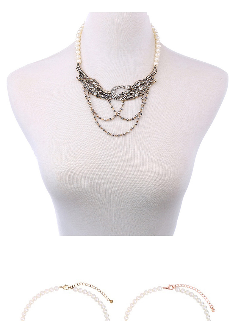 Trendy Gray Swan Shape Decorated Simple Necklace,Beaded Necklaces