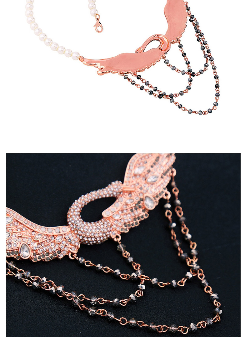 Trendy Pink Swan Shape Decorated Simple Necklace,Beaded Necklaces