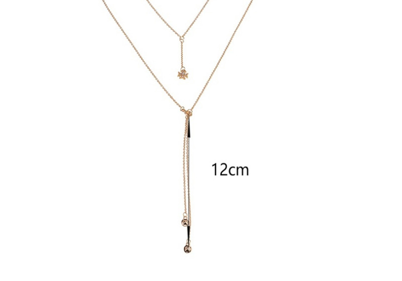 Elegant Gold Color Long Tassel Decorated Double Layer Necklace,Multi Strand Necklaces