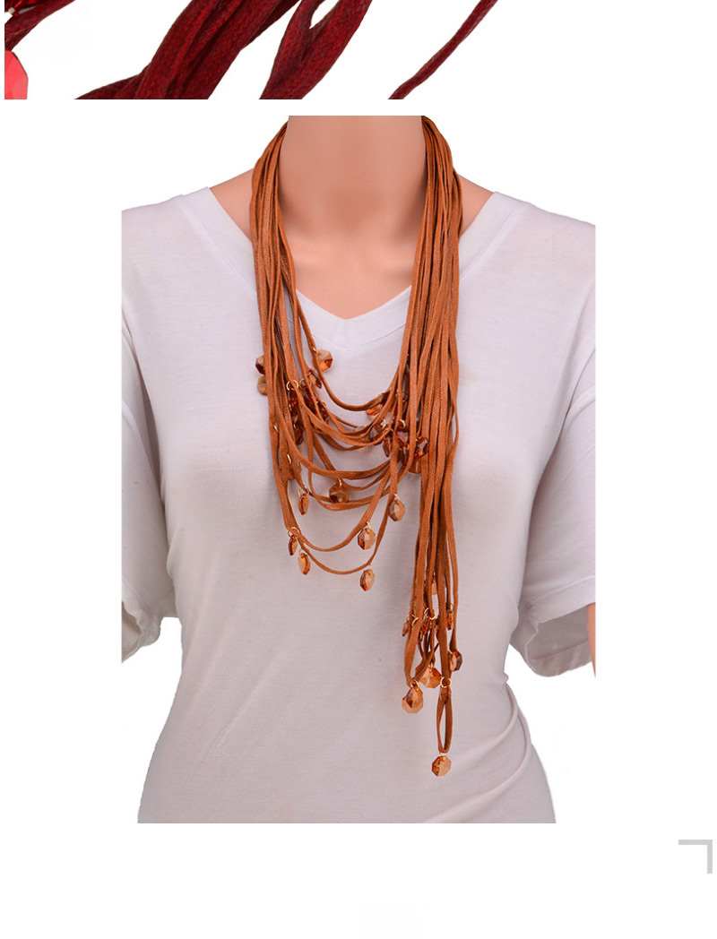 Vintage Brown Beads Decorated Multi-layer Choker,Multi Strand Necklaces