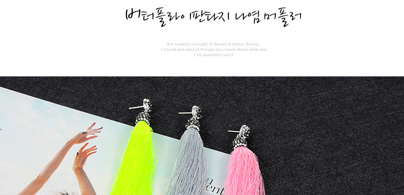 Fashion Pink Long Tassel Decorated Pure Color Earrings,Drop Earrings