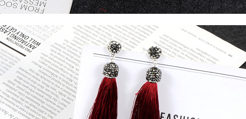 Fashion Black Long Tassel Decorated Pure Color Earrings,Drop Earrings