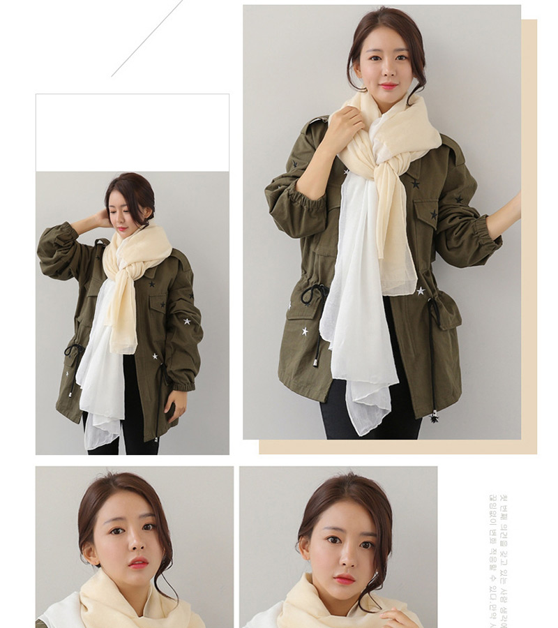 Fashion Khaki+white Color Matching Decorated Patchwork Scarf,Thin Scaves