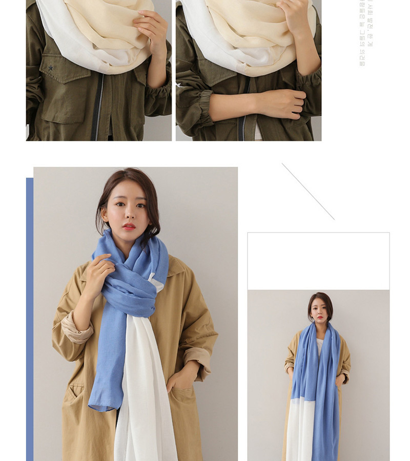 Fashion Blue+white Color Matching Decorated Patchwork Scarf,Thin Scaves