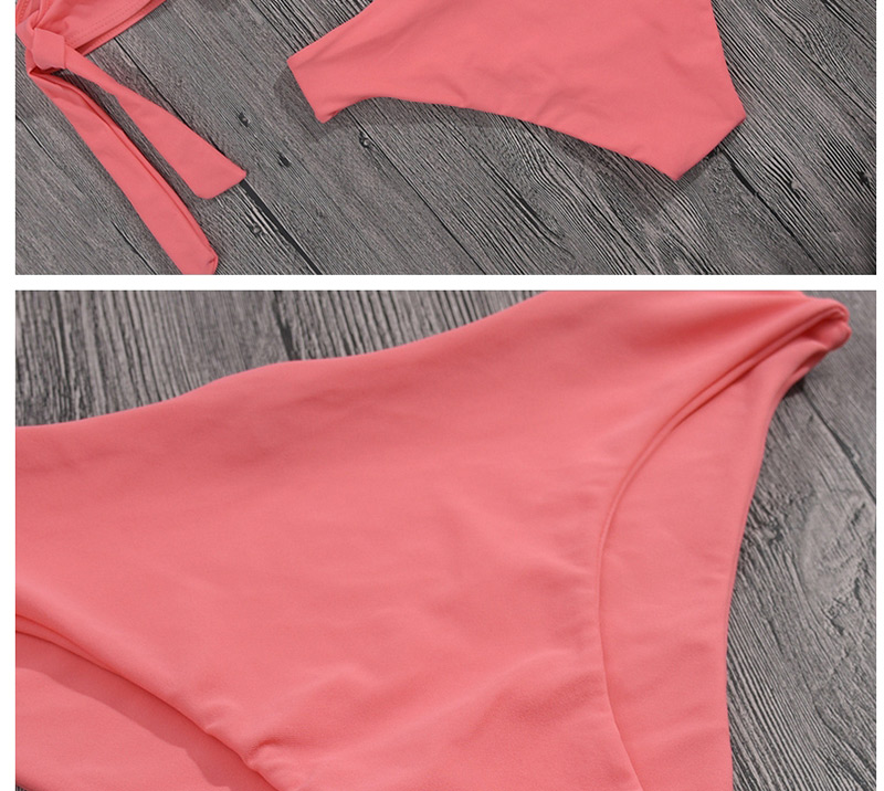 Sexy Pink Off Shoulder Design Pure Color Bikini,Bikini Sets