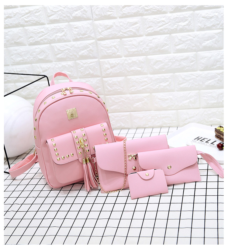 Fashion Pink Square Shape Rivet Decorated Backpack,Backpack