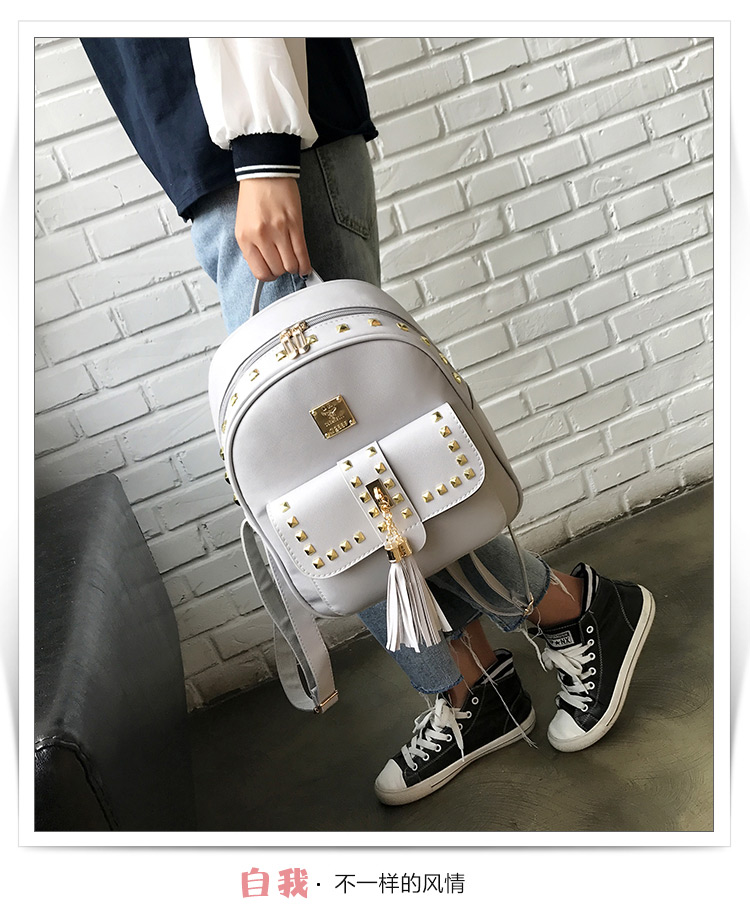 Fashion Black Square Shape Rivet Decorated Backpack,Backpack