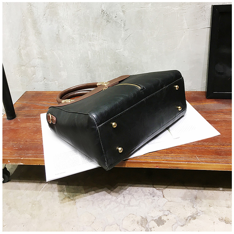 Vintage Black Color-matching Decorated Bag,Handbags