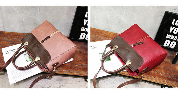 Vintage Pink Color-matching Decorated Bag,Handbags