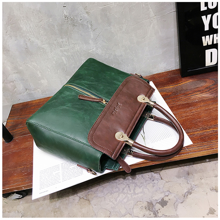 Vintage Green Color-matching Decorated Bag,Handbags