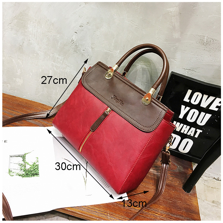 Vintage Red Color-matching Decorated Bag,Handbags