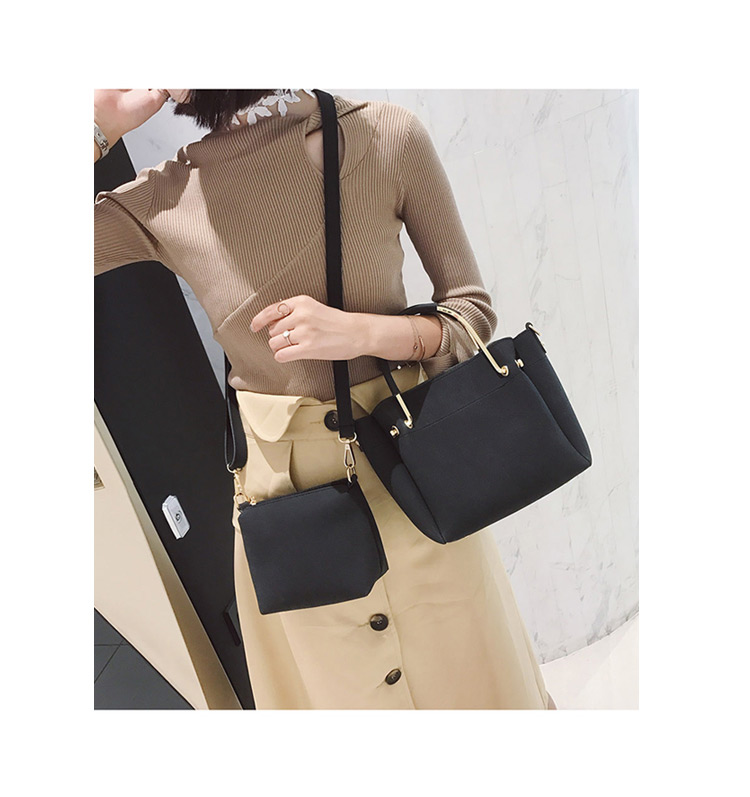 Fashion Black Pure Color Decorated Bag (2pcs),Shoulder bags