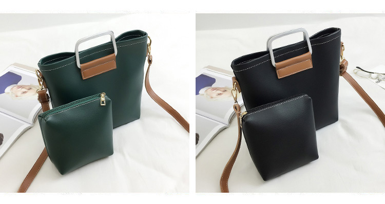 Vintage Green Square Shape Decorated Bag (2pcs),Handbags
