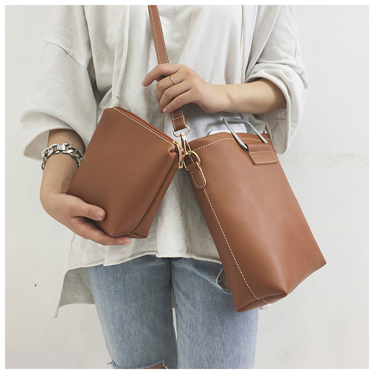 Vintage Brown Square Shape Decorated Bag (2pcs),Handbags