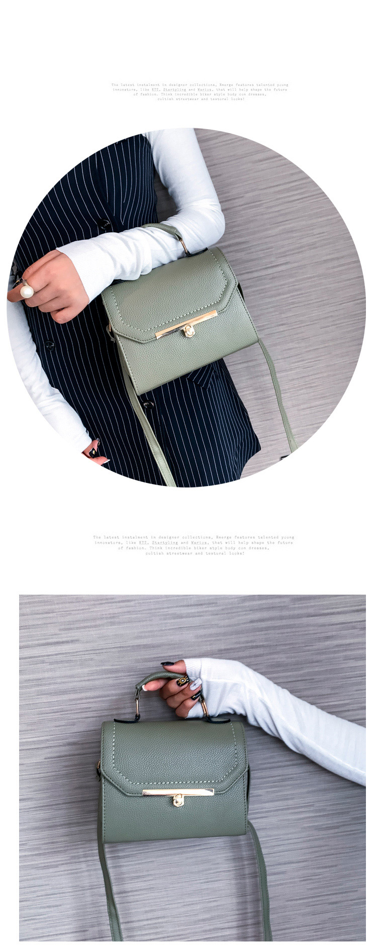 Fashion Green Pure Color Decorated Shoulder Bag,Handbags