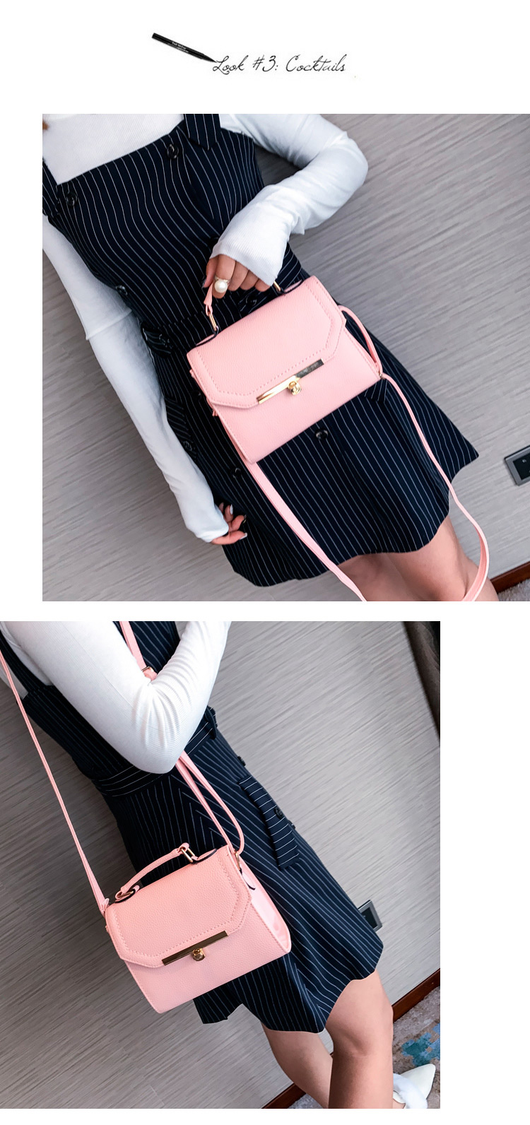 Fashion Light Pink Pure Color Decorated Shoulder Bag,Handbags