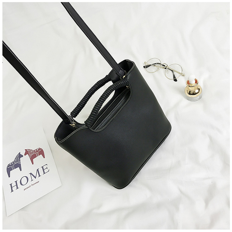 Fashion Black Pure Color Decorated Shoulder Bag(with Zipper),Handbags