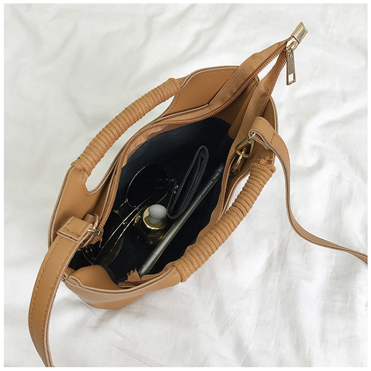 Fashion Brown Pure Color Decorated Shoulder Bag(with Zipper),Handbags