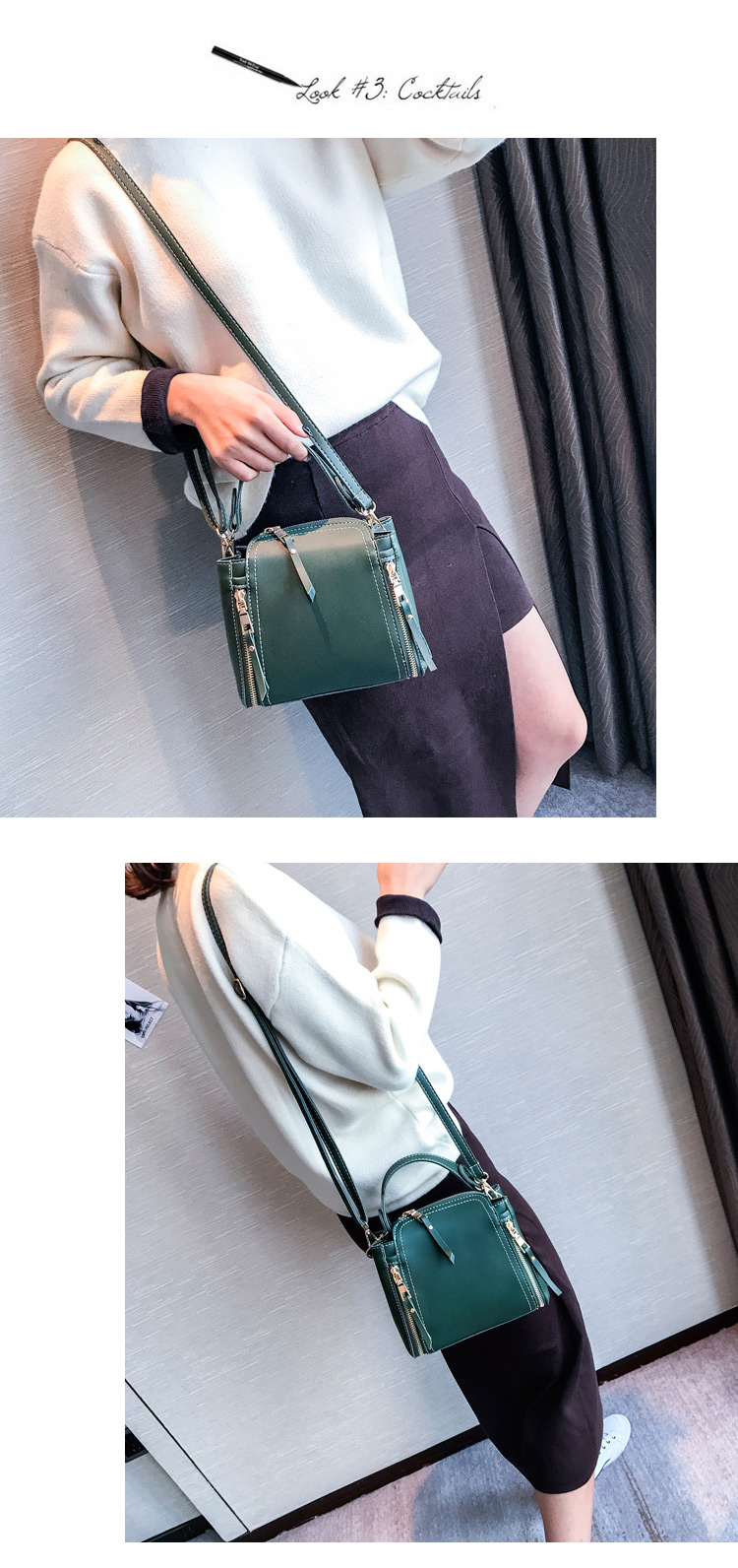 Elegant Green Pure Color Decorated Tassel Handbag,Handbags