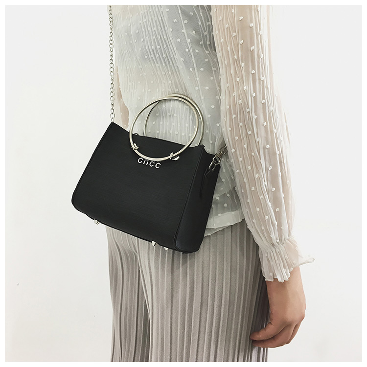 Fashion Black Circular Ring Decorated Shoulder Bag(2pcs),Handbags
