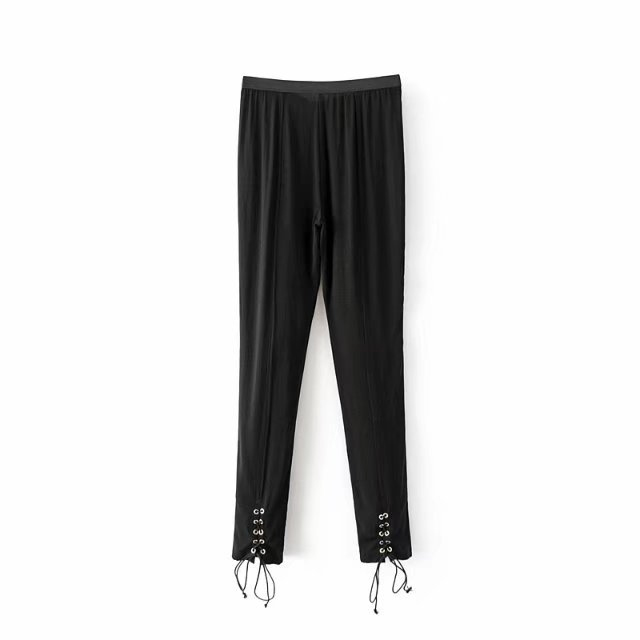 Fashion Black Pure Color Decorated Pants,Pants