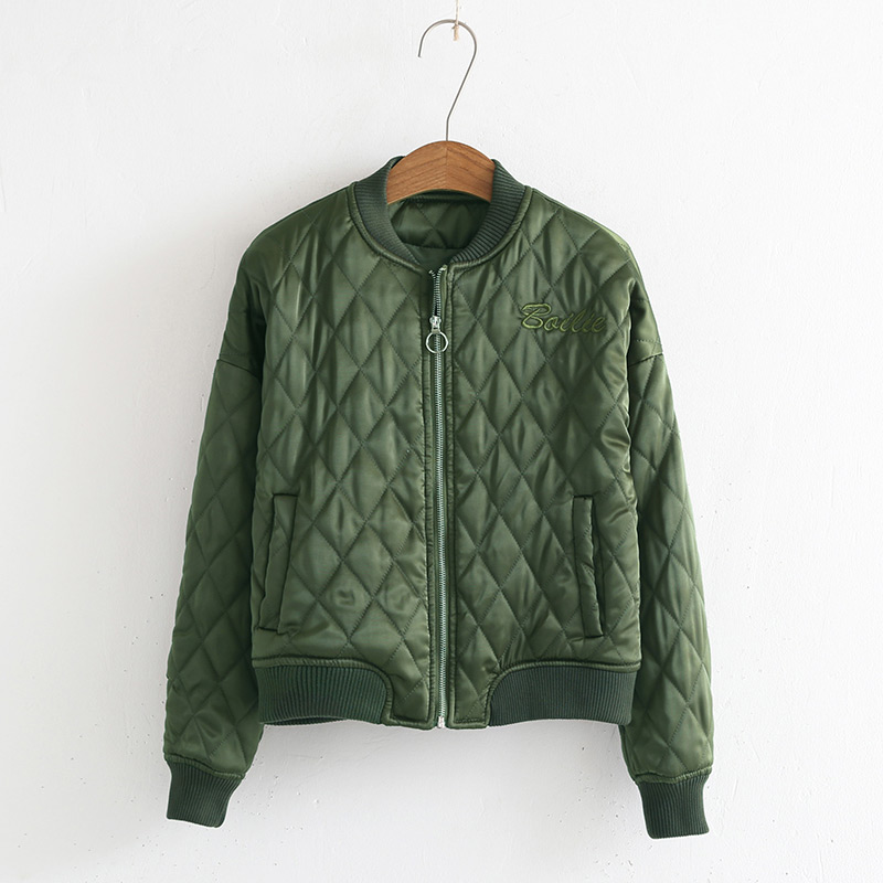 Fashion Army Green Letter Decorated Pure Color Jacket,Coat-Jacket