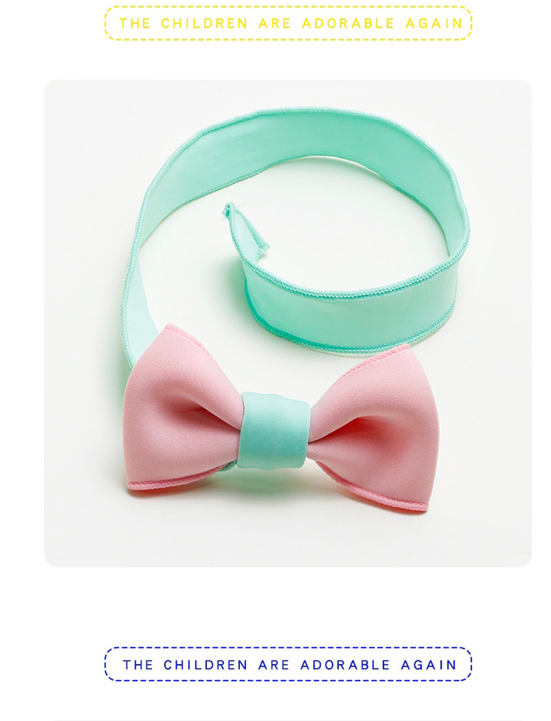 Lovely Pink+green Bowknot Decoratedcolor Matching Hair Band,Kids Accessories