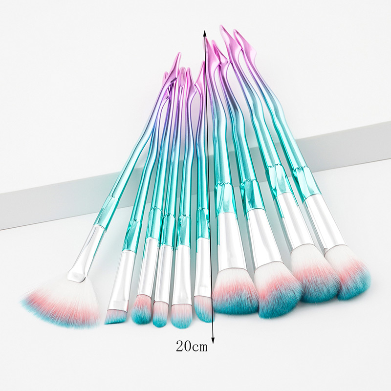 Fashion Pink+blue Color Matching Decorated Makeup Brush(10pcs),Beauty tools