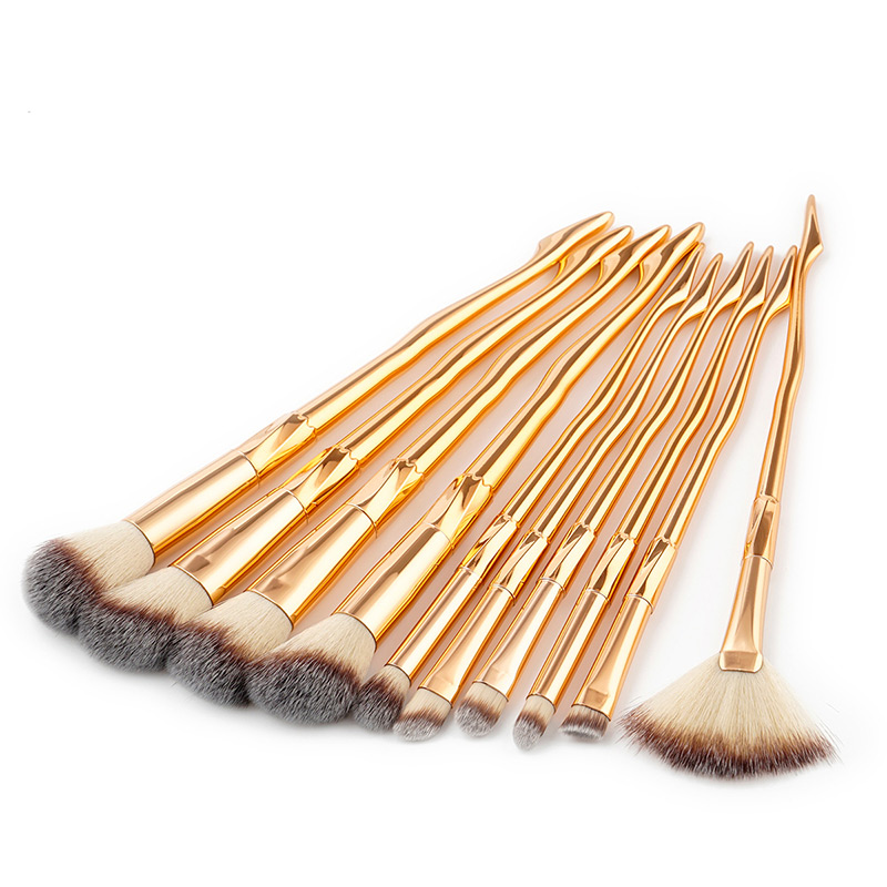 Fashion Rose Gold Pure Color Decorated Makeup Brush(10pcs),Beauty tools