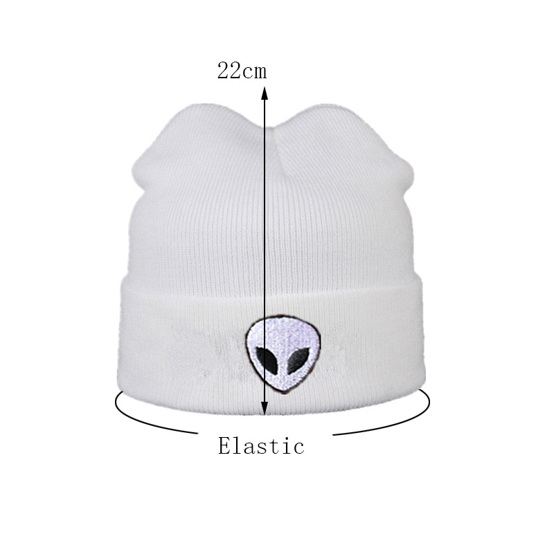 Lovely White Alien Pattern Decorated Pure Color Cap,Knitting Wool Hats