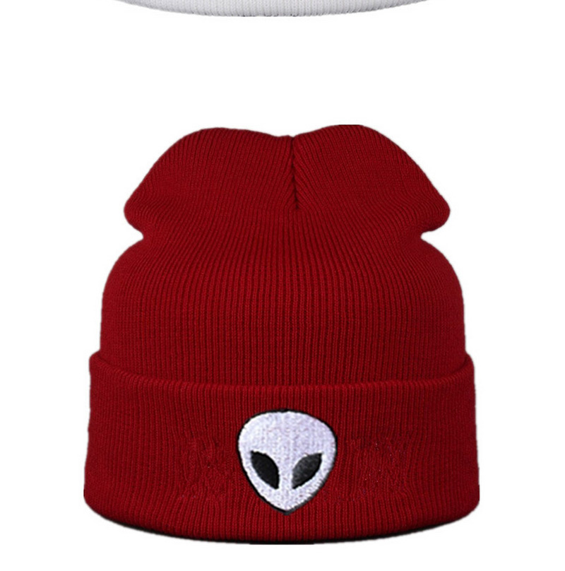 Lovely White Alien Pattern Decorated Pure Color Cap,Knitting Wool Hats