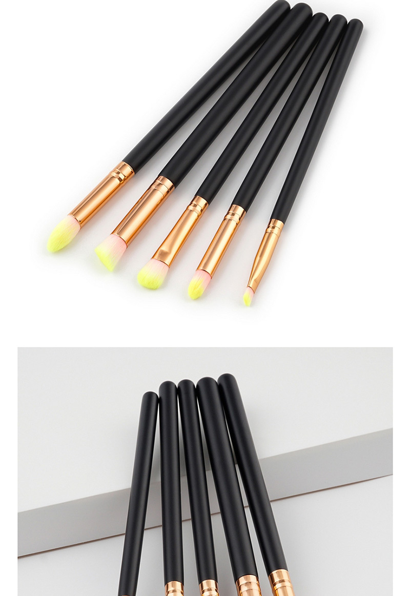 Trendy Pink+yellow Color Matching Decorated Makeup Brush(5pcs),Beauty tools