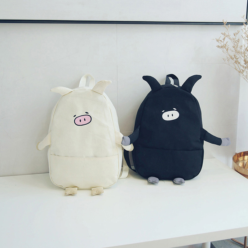 Fashion Black Pig Shape Decorated Backpack,Backpack