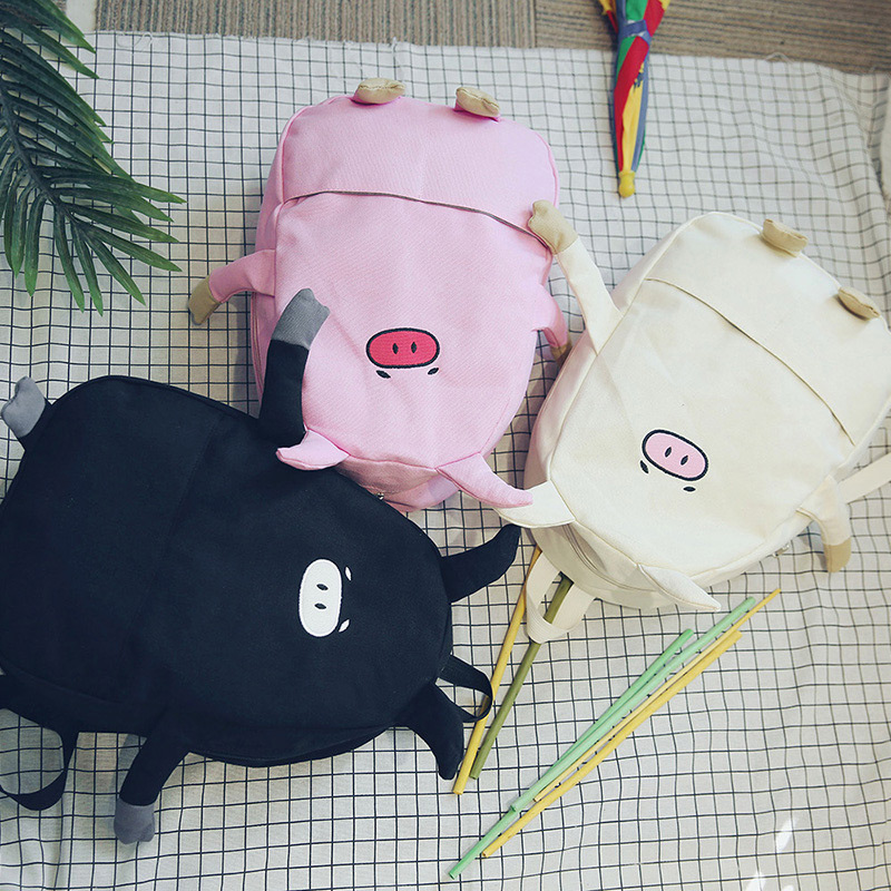 Fashion Black Pig Shape Decorated Backpack,Backpack