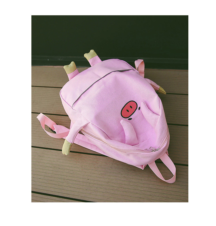 Fashion Beige Pig Shape Decorated Backpack,Backpack