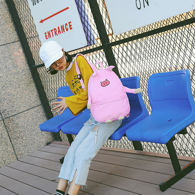 Fashion Pink Pig Shape Decorated Backpack,Backpack