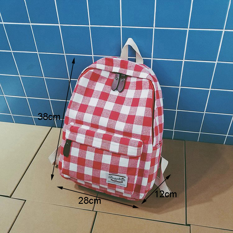Fashion Red Grid Pattern Decorated Backpack,Backpack