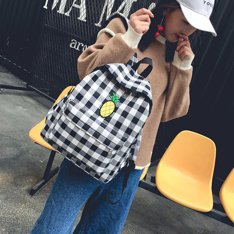 Fashion Black+white Pineapple Shape Decorated Backpack,Backpack