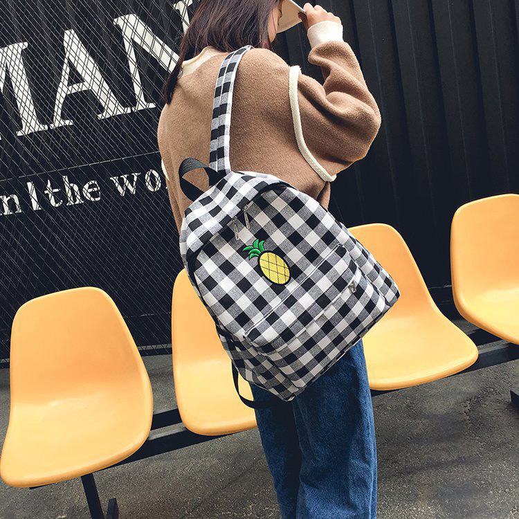 Fashion Black+white Pineapple Shape Decorated Backpack,Backpack